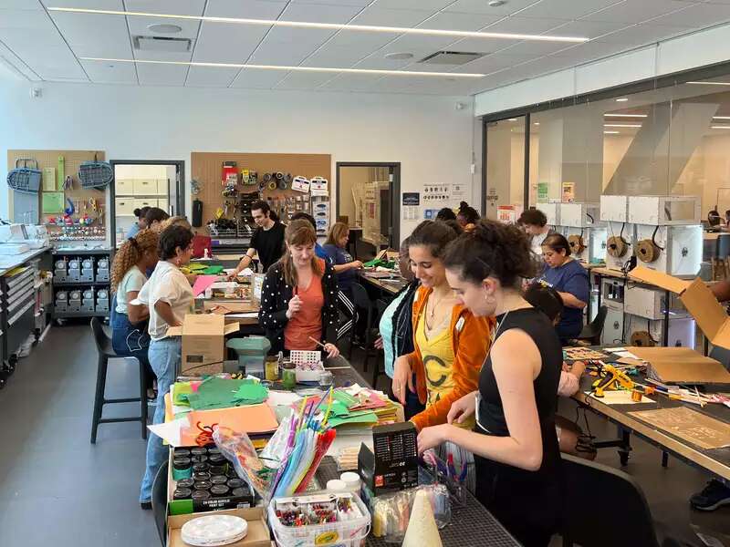 Group of students work collaboratively in the Design Center.